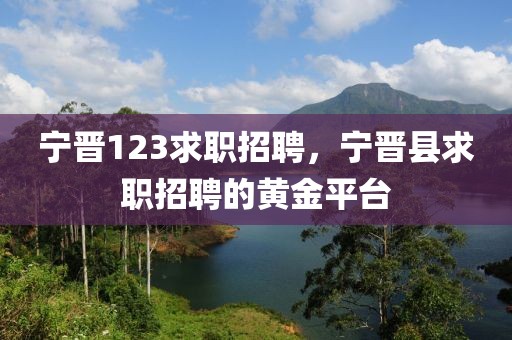 宁晋123求职招聘，宁晋县求职招聘的黄金平台