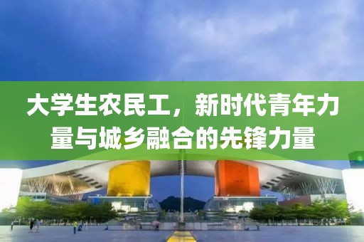 大学生农民工，新时代青年力量与城乡融合的先锋力量