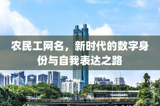 农民工网名，新时代的数字身份与自我表达之路