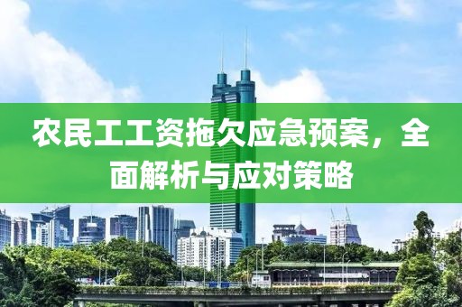 农民工工资拖欠应急预案，全面解析与应对策略